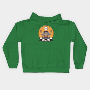 Skelton doing yoga Kids Hoodie